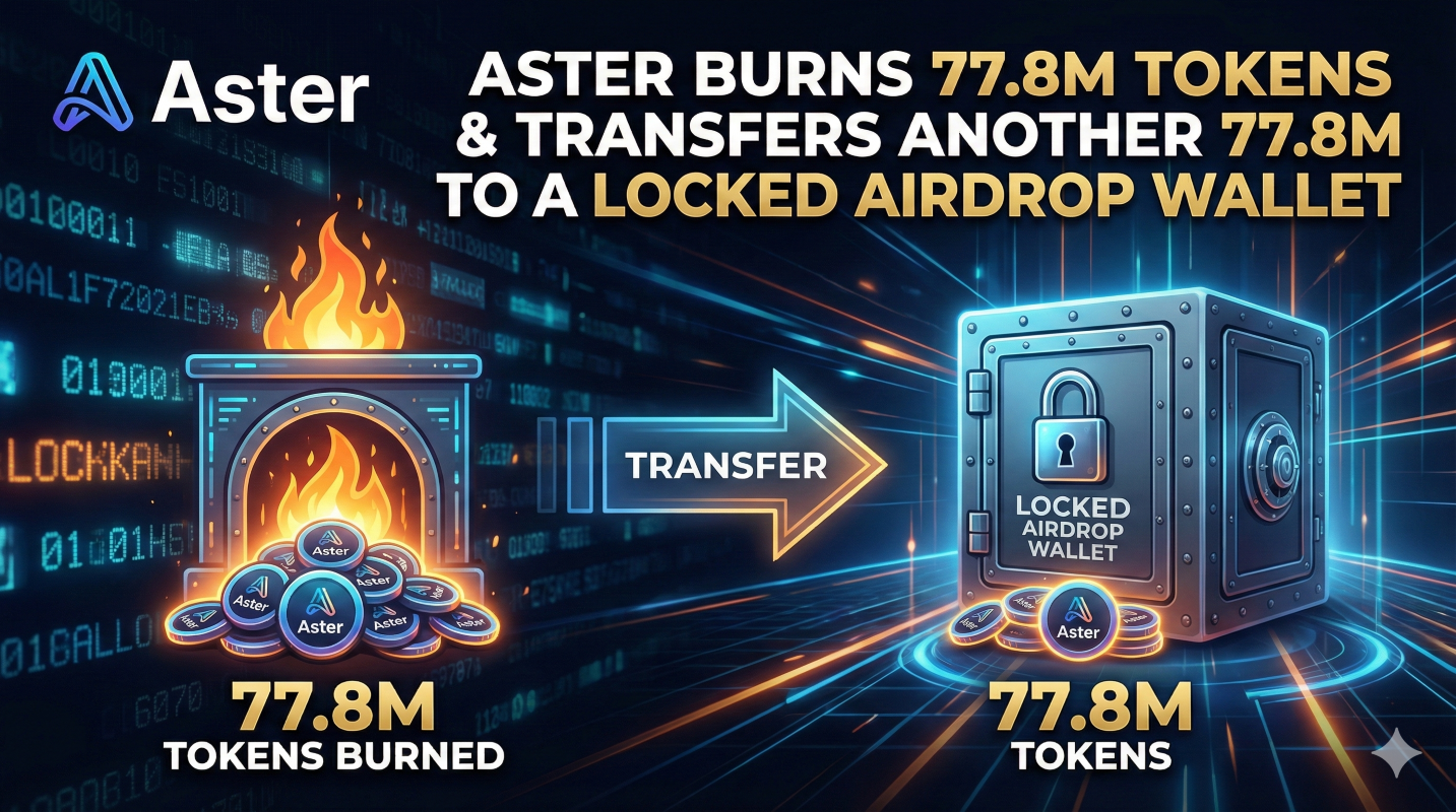Aster Burns 77.8M Tokens and Transfers Another 77.8M to a Locked Airdrop Wallet